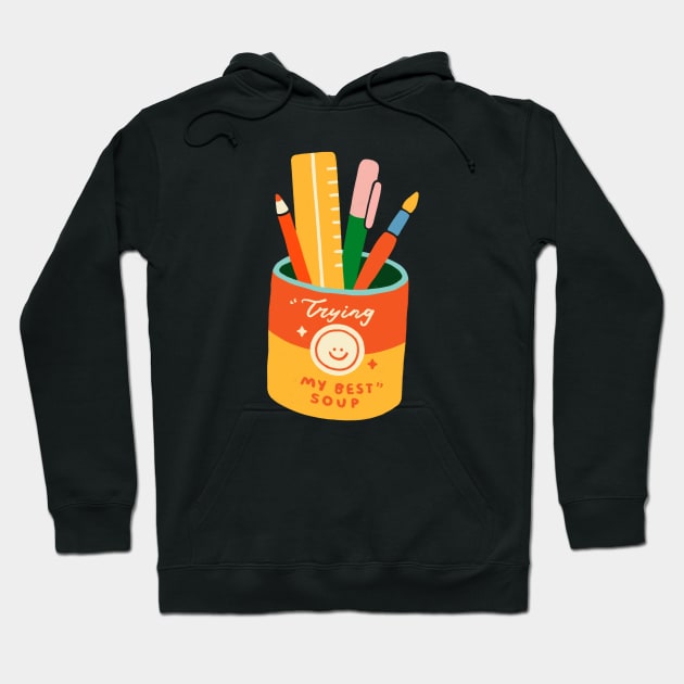 'Trying My Best' Campbell's Soup Can Hoodie by sinyipan